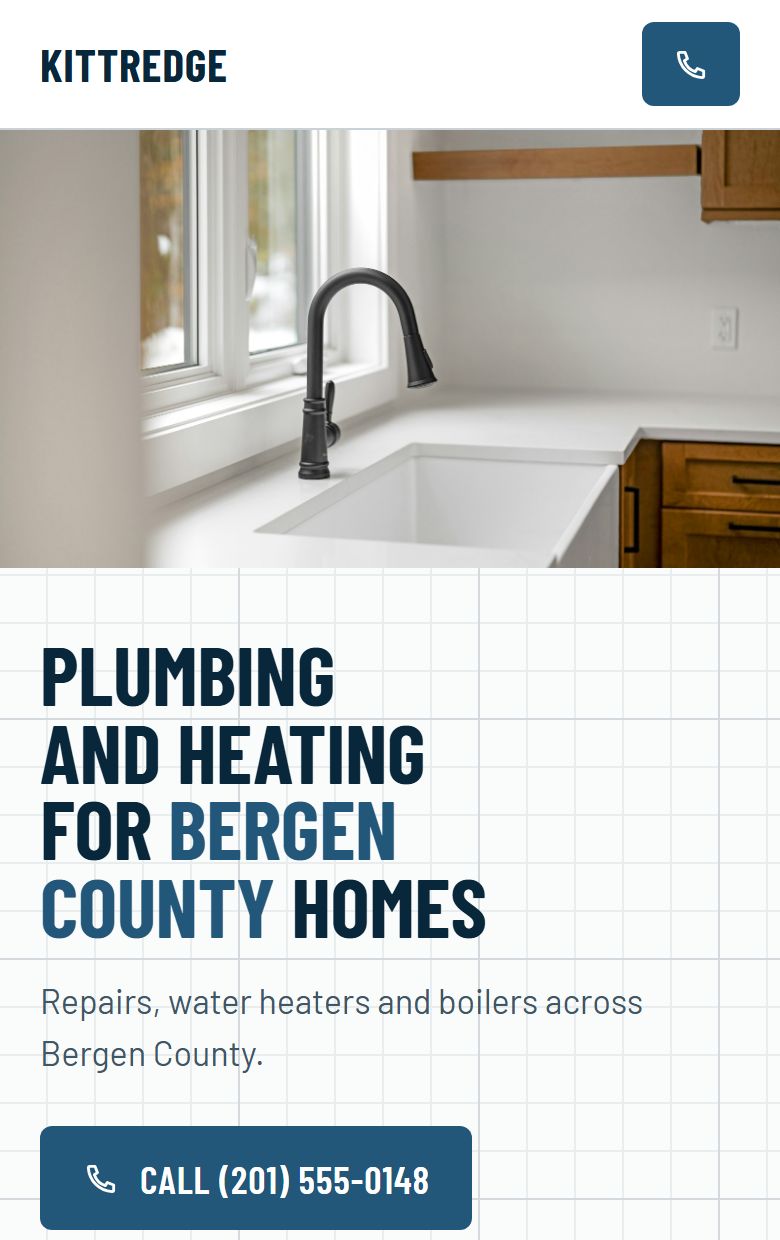 Kittredge Plumbing concept on a phone