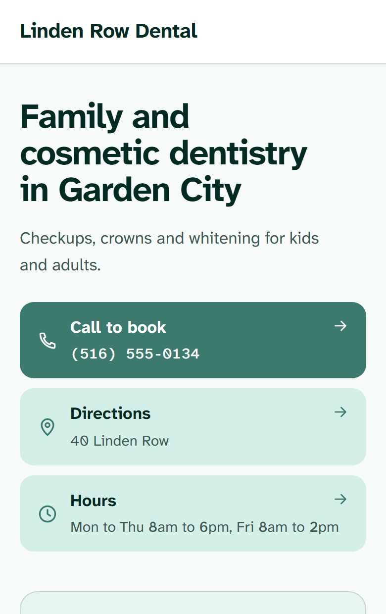 Linden Row Dental concept on a phone